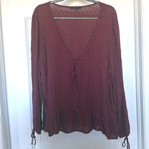 American Eagle Maroon Tie Front Blouse XL
